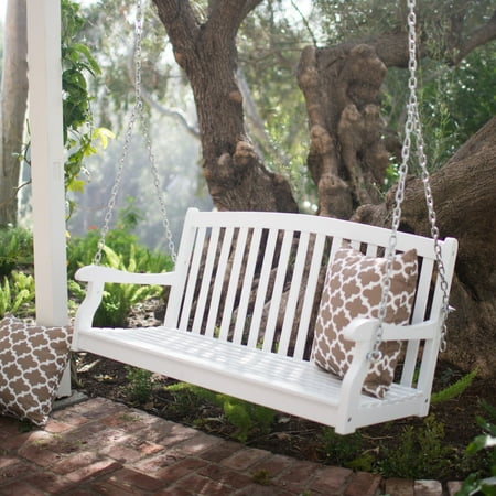 Coral Coast Pleasant Bay 4 ft. White Curved Back Porch Swing with Optional