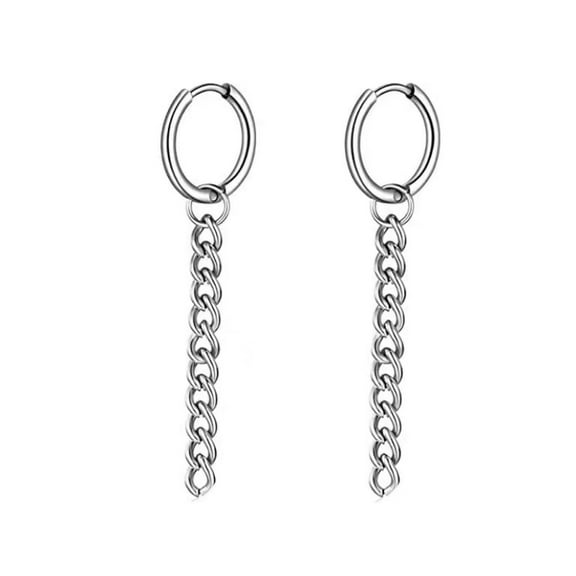 Surgical Steel 14mm Hoop Curb Chain Earrings Minimalist 5cm
