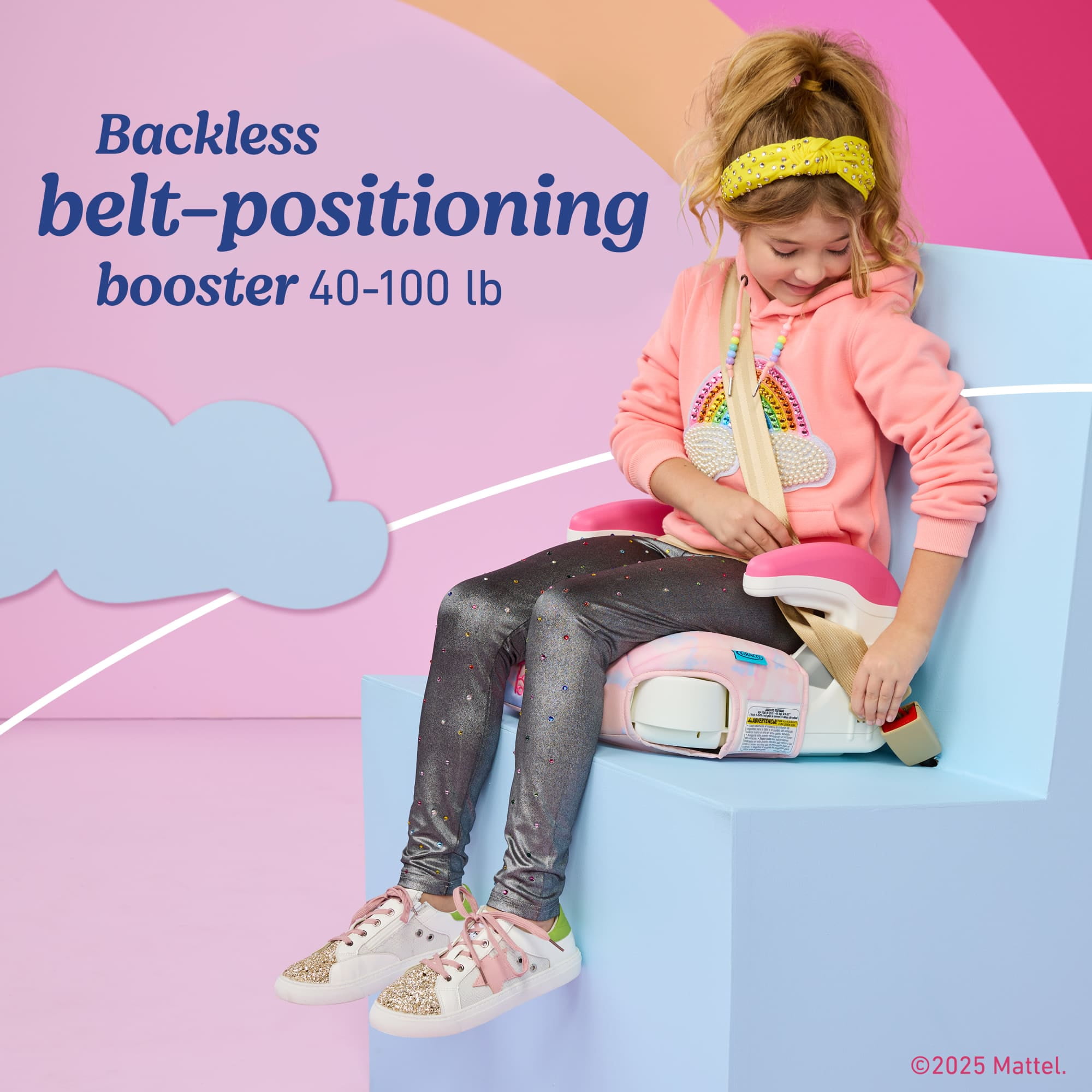 Graco Turbobooster 2.0 Backless Booster Seat, Barbie Paint, Pink