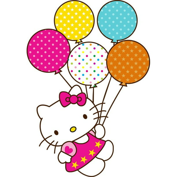 Hello Kitty Happy Birthday Colorful Balloons Edible Cake Topper Image Abpid Walmart Com Walmart Com