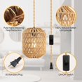thumbnail image 2 of Plug in Pendant Light, 15FT Hemp Rope Cord,Hanging Lights with Plug in Cord ON/Off Rattan Hanging Lamp Wicker Woven Basket Lampshade, Industrial Plug in Ceiling Light Fixture for Kitchen, 2 of 12