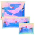 thumbnail image 1 of 3 Pcs Holographic Makeup Bag, Portable Clear Iridescent Makeup Bag Small Cosmetic Bag for Purse, Clear Coin Purse Toiletry Organizer Handbag Bag for T, 1 of 3