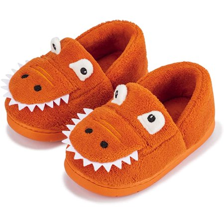 

QWZNDZGR Kids Boys Girls Cute Cartoon Gator Slippers Winter Warm Furry Animal House Shoes Toddler Indoor Bedroom Shoe