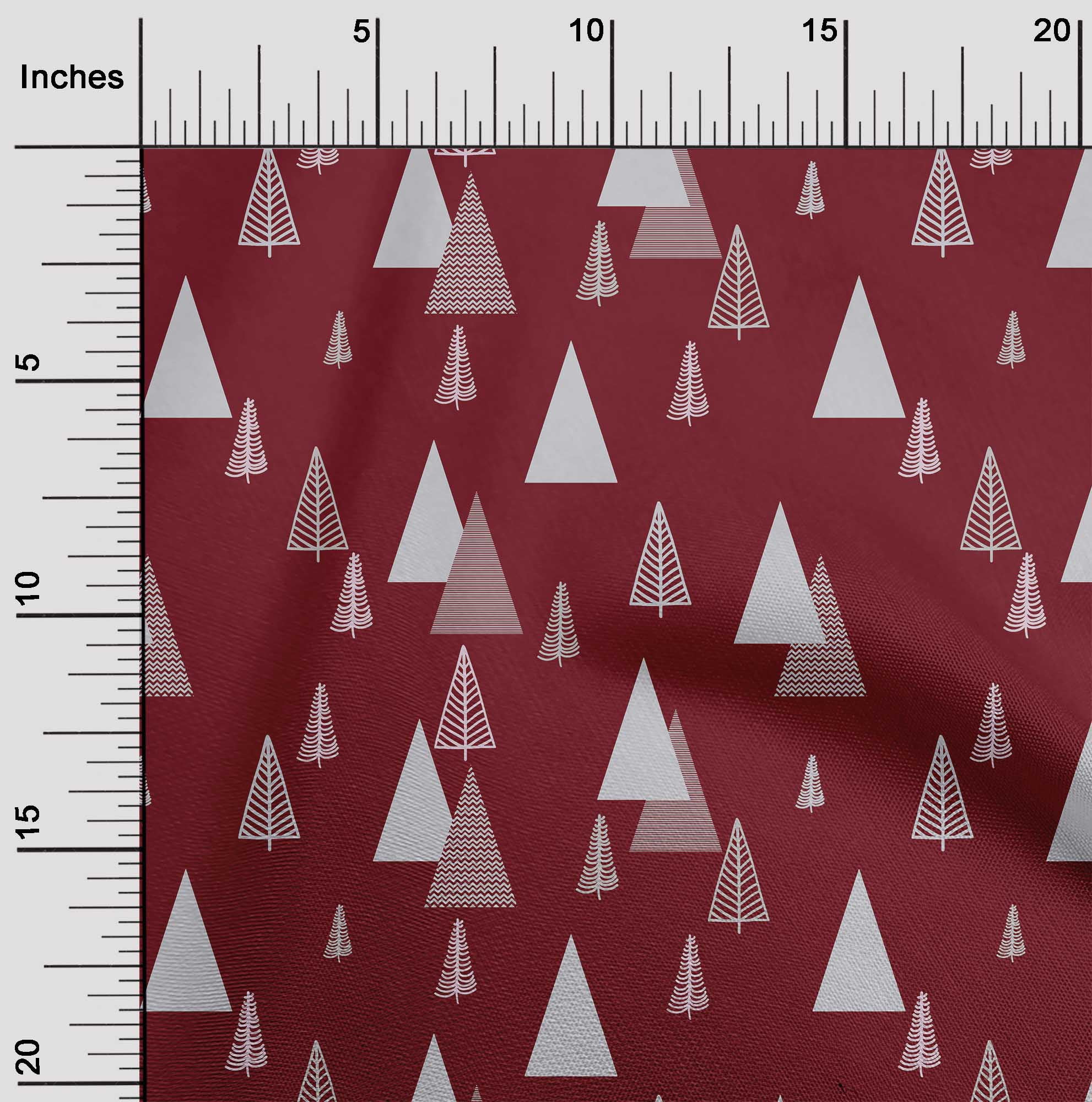 oneOone Polyester Spandex Maroon Fabric Christmas Tree Sewing Material Print Fabric By The Yard 56 Inch Wide