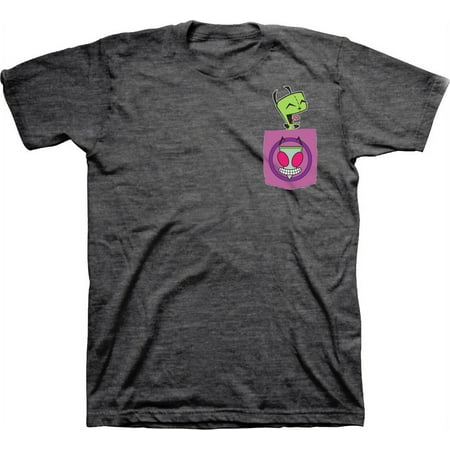 Mens Nickelodeon Invader Zim Shirt - Retro Nick Invader Zim tee - Classic Nick Graphic T-Shirt (Charcoal Heather, 3X-Large)