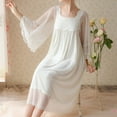 thumbnail image 5 of Defitshape Women's Cotton Victorian Nightgown Cute See Through Flutter Sleeve Pajama Dress Soft Floral Lace Overlay Square Neck Pleated Billowy Midi Sleep Shirt Sleepwear White X-Large, 5 of 5