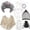 Type-14, variant on ICHTHYOSAUR 100 Days of School Costume, Old Lady Cosplay Black White Curly Wig Glasses Wig Cap Cane Hair Roller Necklace Bracelet