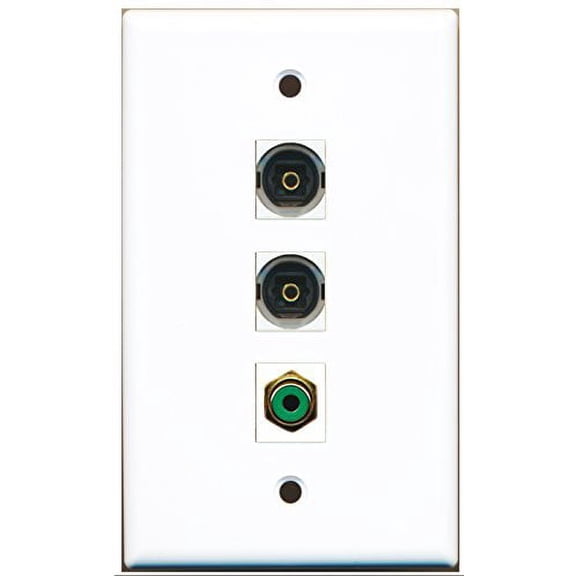 RiteAV - 1 Port RCA Green 2 Port Toslink Wall Plate