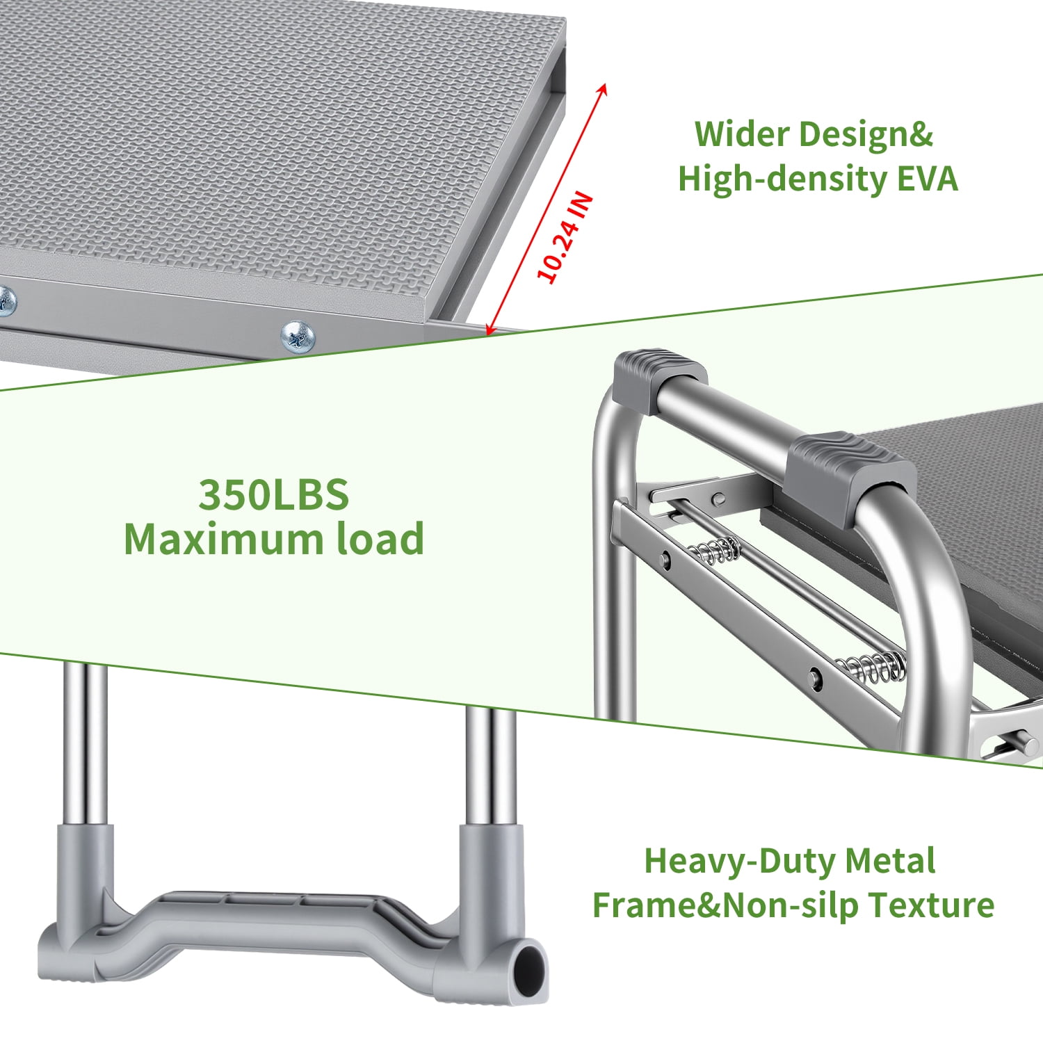SAFH Garden Kneeler and Seat, Heavy Duty Foldable Gardening Stool with Thicken & Wide Kneeling Pad, Portable Kneeling Bench for Gardening with 2 Tool Pouches, Garden Stool for Adults Seniors