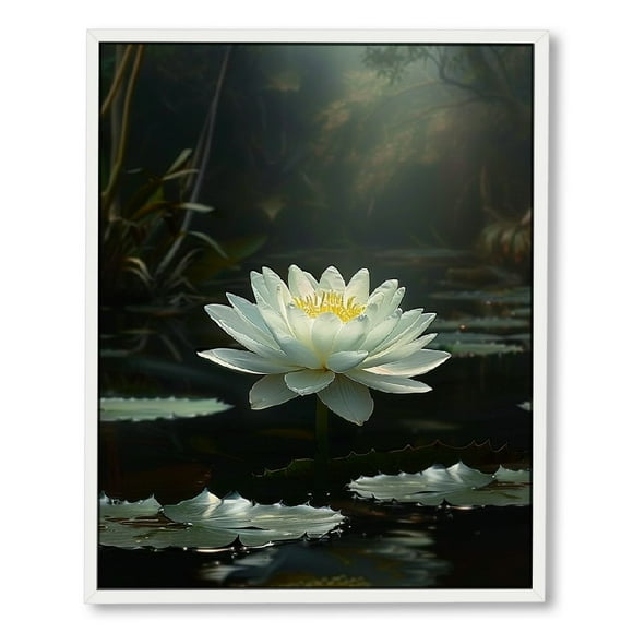 Feiri Lotus Floral Canvas Wall Art Gothic Flower Pictures White Lotus Flower Painting Canvas Prints Art Lotus Floral Pictures Dark Flower Painting Black and White Flowers Wall Art for Room 16x20in