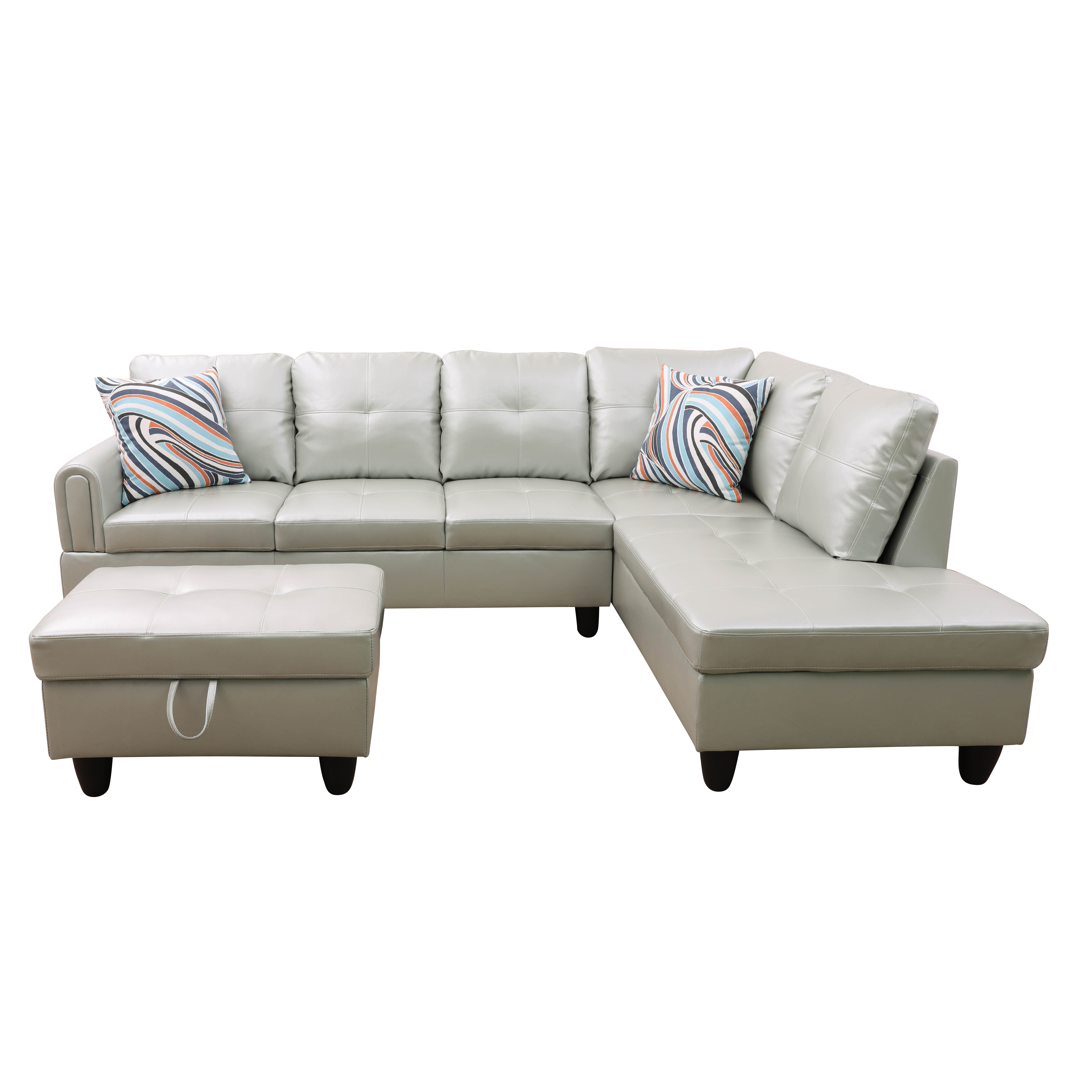 MAYEERTY Silver Green Modern 3-Piece Couch Stylish Unique-Toned Living Room Furniture