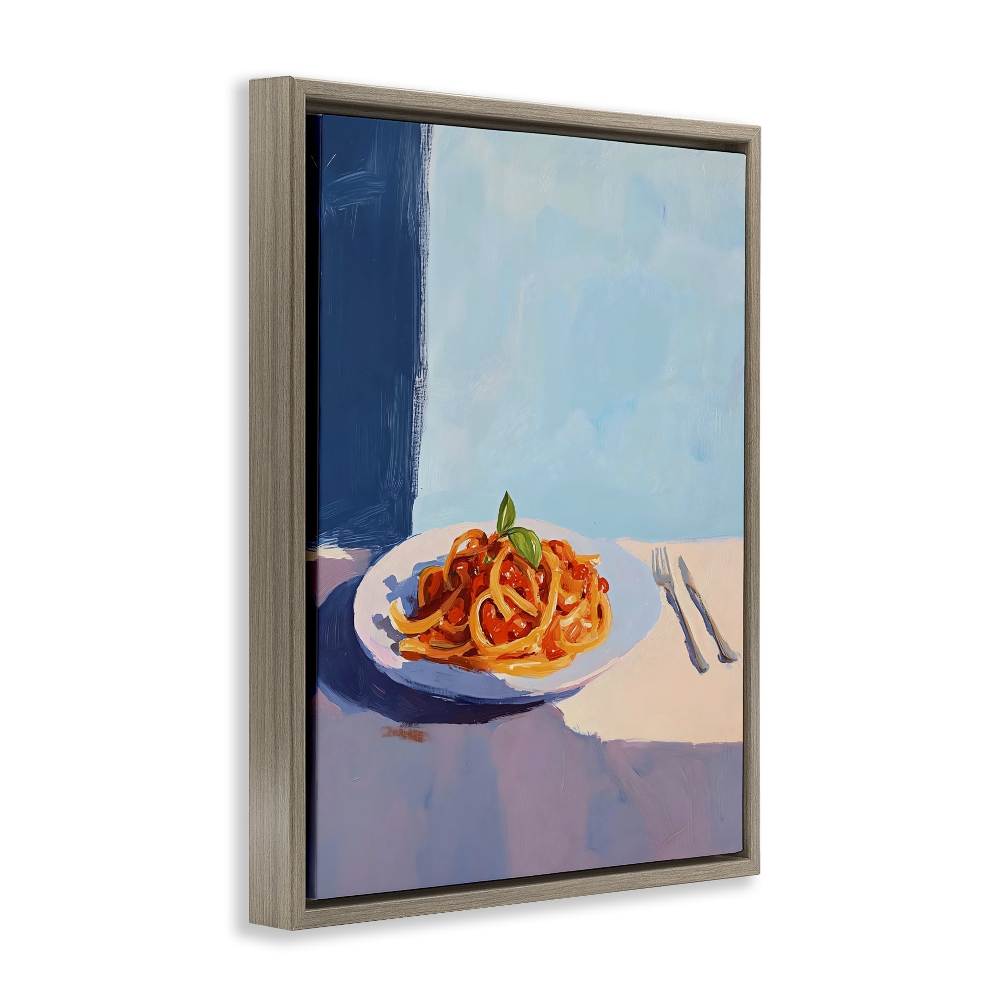 Stupell Industries Italian Spaghetti on Plate Brown Framed Floater Canvas Wall Art, design by The Prints Vibe