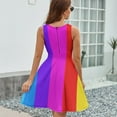 thumbnail image 6 of Rainbow Stripes Dress Summer Street Style Dresses Female Sleeveless Printed Sundress, 6 of 7