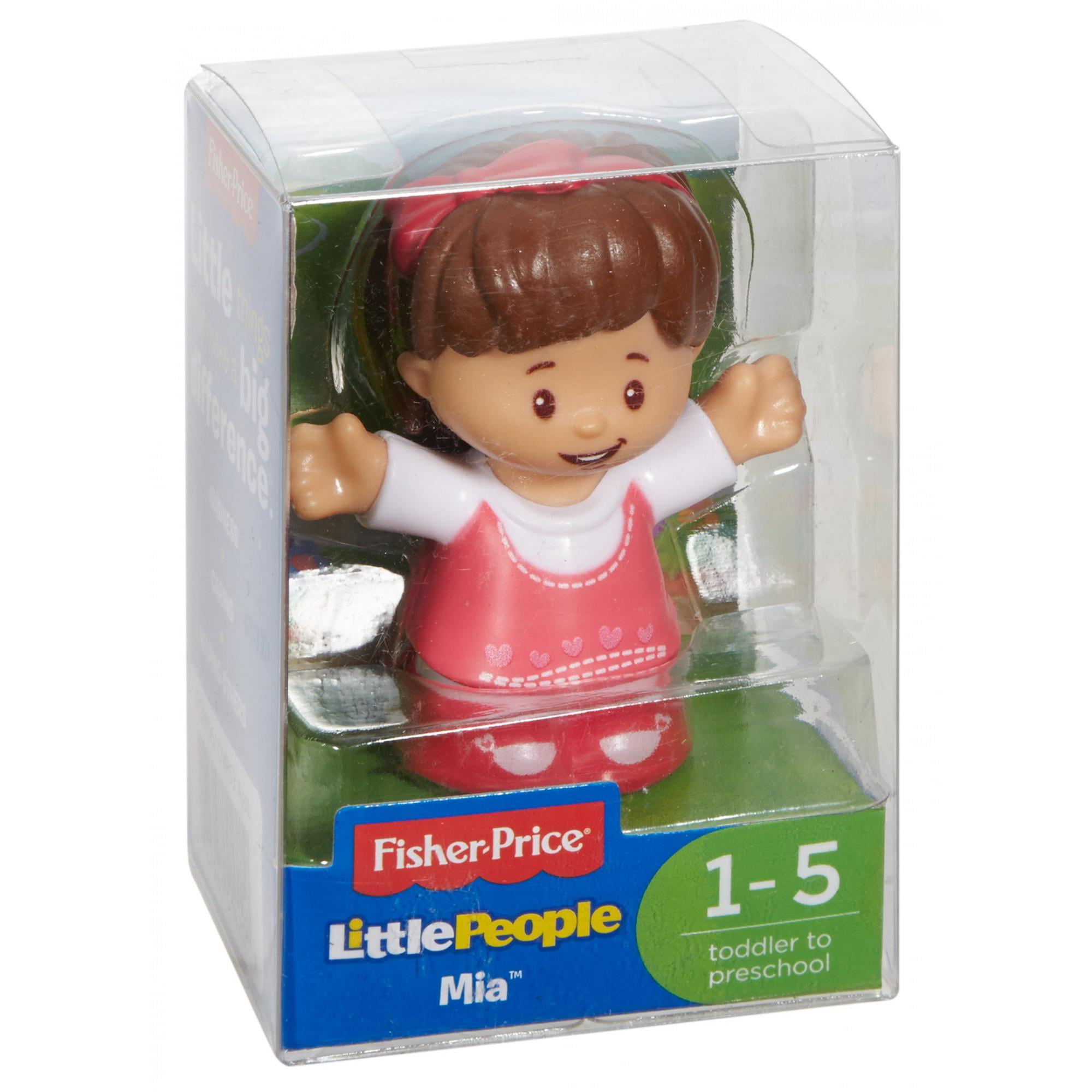 2pcs Fisher-Price Little People Mia & Teddy Bear Figure Girls Dol Toys Gift 