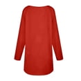 thumbnail image 4 of Wang6 Long Sleeve V Neck T Shirts for Womens Plus Size Loose Fit Tunic Tops Causal Crew Neck Long Solid Tees Shirts Watermelon Red S, 4 of 5