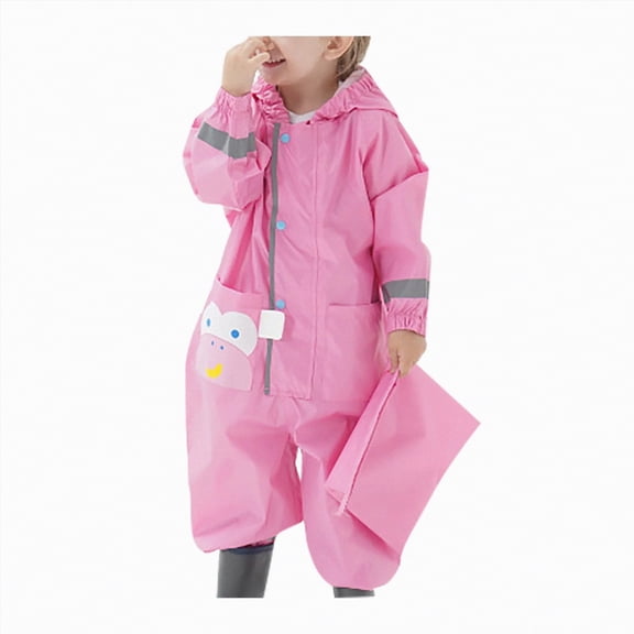 kpoplk Kids Rain Poncho Cartoon Raincoat Jacket Cute Rain Coat Toddler Boys Girls Rain Cape Lightweight Waterproof Hoodie(Pink,M)