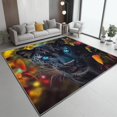 thumbnail image 2 of Area Rugs 3 X 5 ft Rug for Living Room Soft Non Slip Rug Low Pile Animals Leopard Autumn Leaves Nature Printed Area Rugs Bedroom Farmhouse Dining Room, Home Decor Indoor Black Colorful, 2 of 7