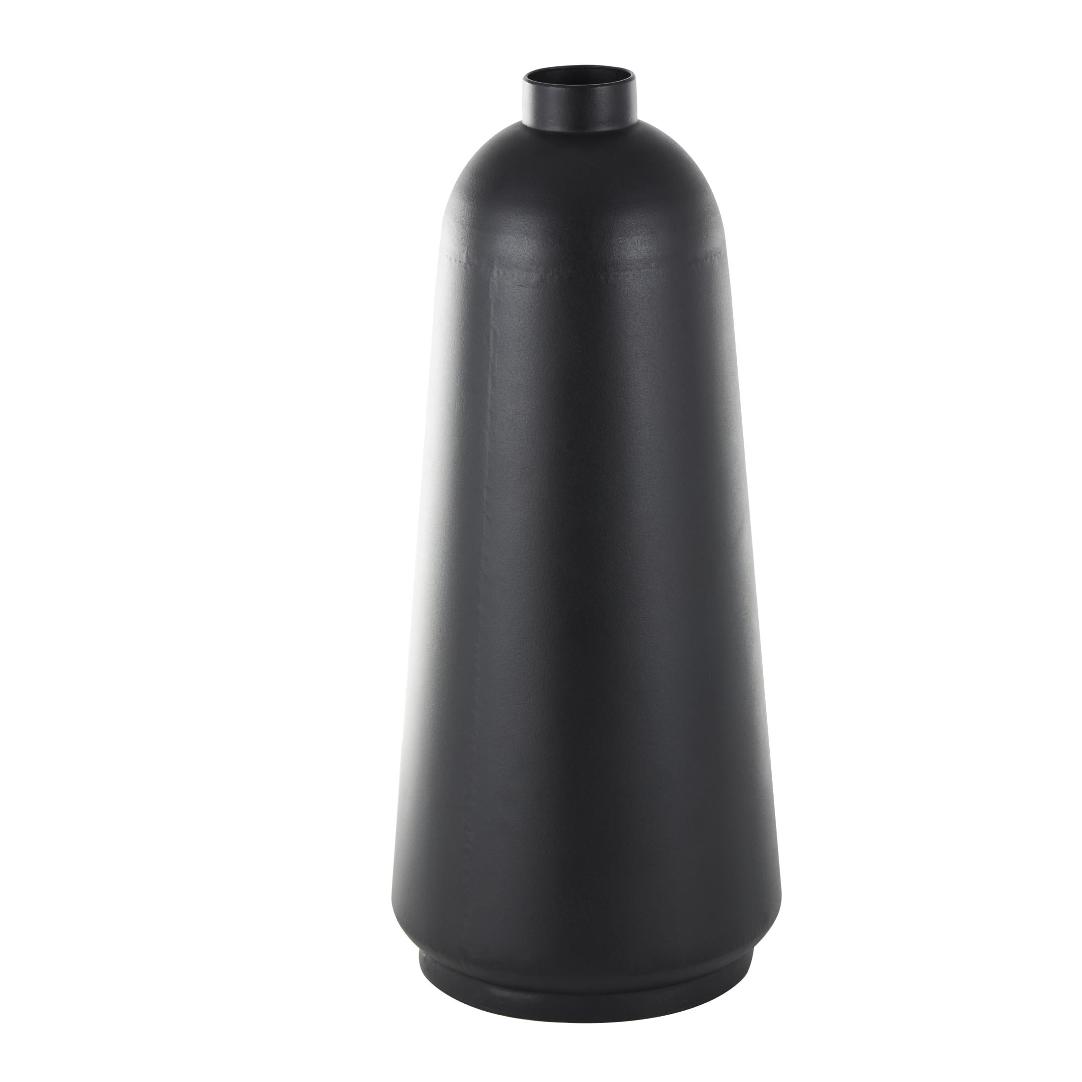 DecMode 30" Black Metal Vase with Narrow Opening