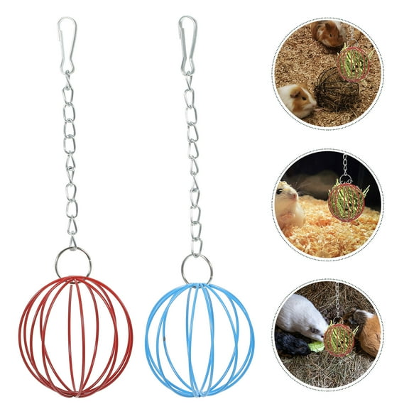 NICEXMAS 2Pcs Hay Feeder For Small Pets Assorted Color Iron Cage Use