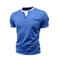 thumbnail image 7 of Mens T Shirt Short Sleeve Crewneck Henley T-Shirt Lightweight Blue Tee Shirt with Button Men's Workout Shirts, 7 of 7