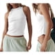 thumbnail image 2 of Camiseta Básica de Tirantes para Mujer, Sin Mangas, Larga, Acanalada, Ajustada, con Espalda Nadadora, Cuello Alto y Cuello Redondo L, 2 of 9