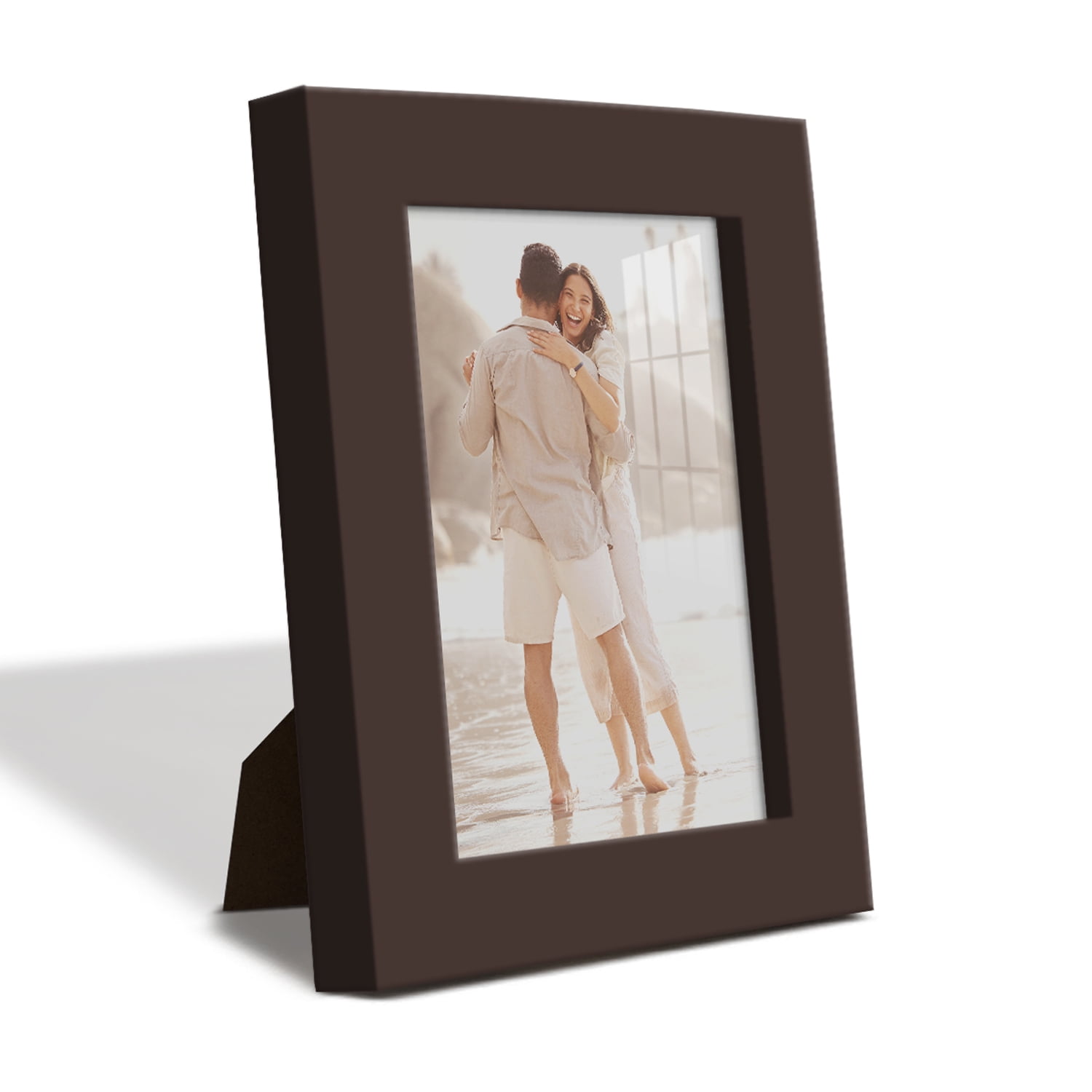 Modern 3.5 in. x 5 in. Brown Picture Frame (Set of 2)