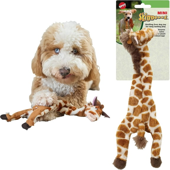 SPOT Skinneeez Squeaky Giraffe Dog Toy, No Stuffing Dog Toy, Soft Plush Interactive Toy for Small and Medium Dogs, for Light & Moderate Chewers, 14in
