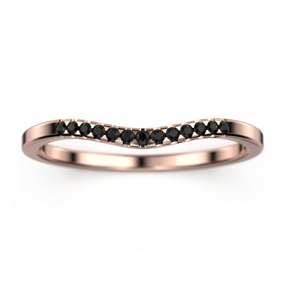 0.15ct Petite Curved Black Diamond Moissanite 10K Rose GoldWedding Band
