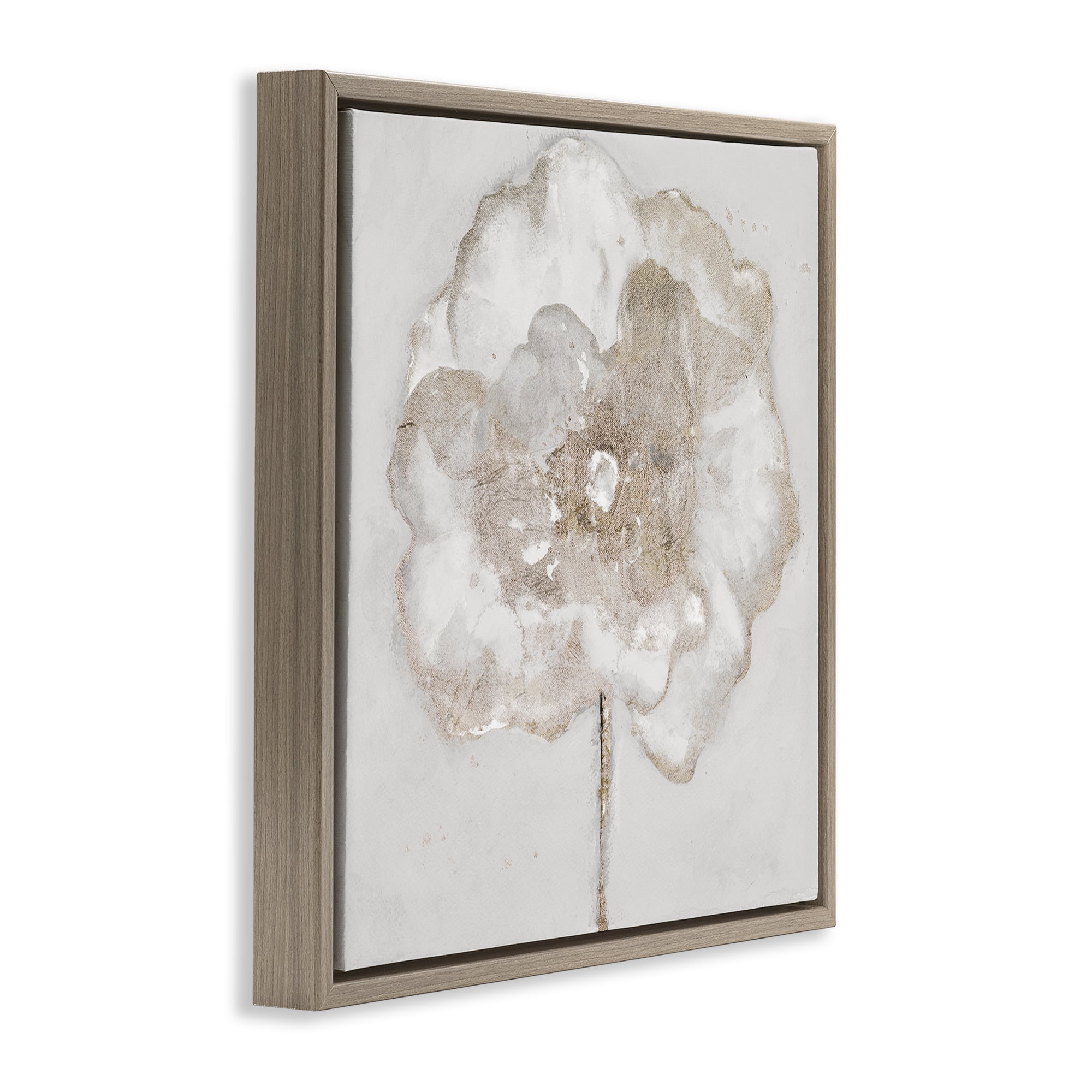 Stupell Industries Gilded Flower Blossoms Botanical & Floral Painting Brown Floater Framed Art Print Wall Art, 18 x 18