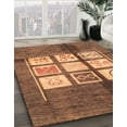 thumbnail image 3 of Ahgly Company Machine Washable Indoor Round Abstract Saddle Brown Area Rugs, 6' Round, 3 of 7