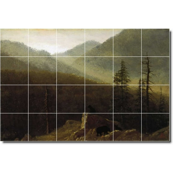 Ceramic Tile Mural-Albert Bierstadt Animals Painting 2. 25.5" w x 17" h using (24) 4.25 x 4.25 ceramic tiles