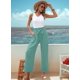 thumbnail image 4 of Pantalones de Salón Anchos para Mujer, Color Verde , Talla M, 4 of 8