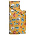 thumbnail image 2 of Basketball and Drink Orange Pattern Teens Toddler Nap Mat with Pillow, Sleeping Mat Bag for Preschool Daycare 60"x20", 2 of 6