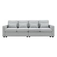 thumbnail image 5 of 104" 4-Seater Modern Linen Fabric Sofa with Armrest Pockets and 4 Pillows,Minimalist Style Couch for Living Room, Apartment, Office, 5 of 15