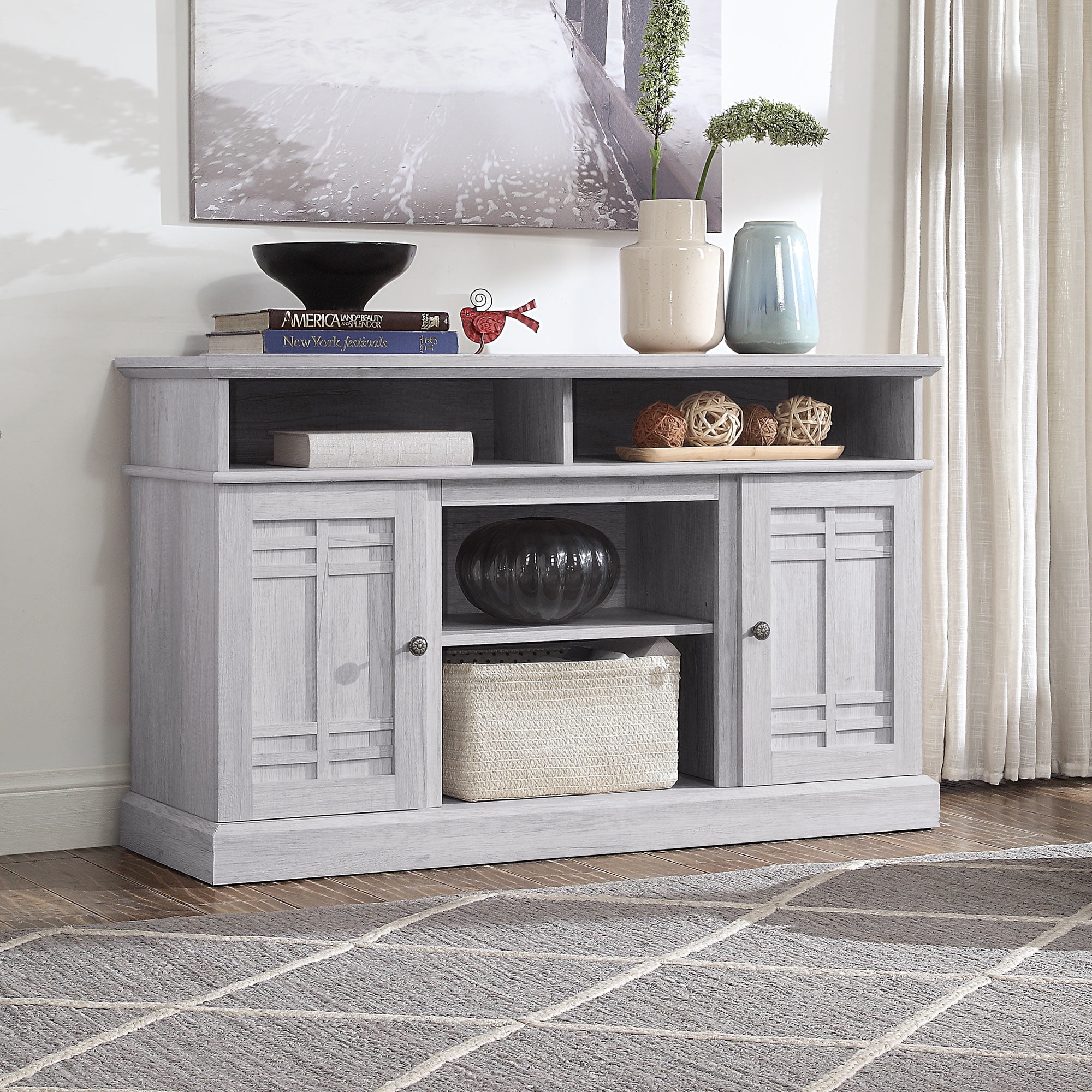 BELLEZE TV Stand Media Entertainment Center Norrell (Sargent Oak