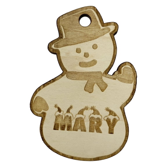Custom Snowman With Name Ornament - Raw Wood