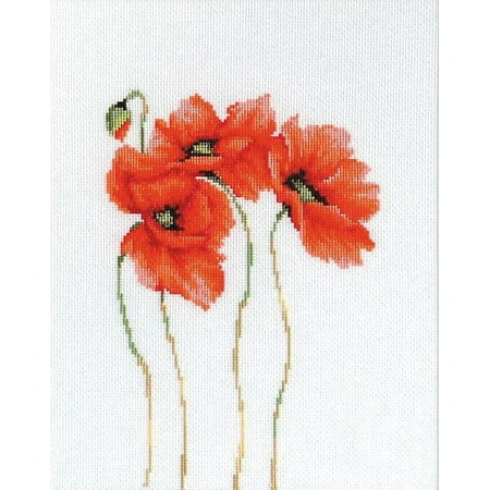 UPC: 4840746012549 | Counted Cross-Stitch Kit Poppies B2224L Needlework Easy Small Flower Red Green Canvas By luca-S