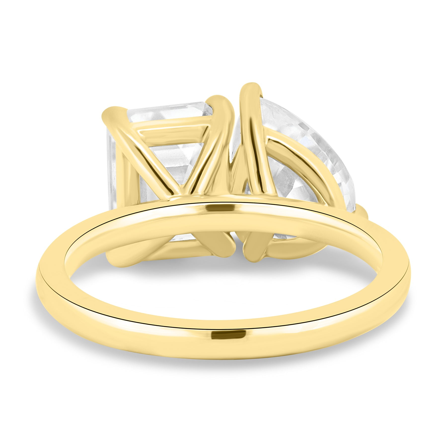 ESTE ORIGIN 4Ct Toi Et Moi Ring - Pear & Emerald Cut Moissanite Diamond Engagement Ring in 10K Yellow Gold Two Stone Ring for Women, US 8.5.