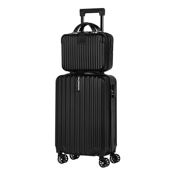 2-Piece Luggage Set 20" ABS Hardside Suitcase Carry On Bag with 14" Makeup Case