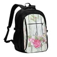 thumbnail image 1 of Balery Vintage Wood with Floral Mochila con carga USB para hombre y mujer - Mochila impermeable y antirrobo para portátil con puerto USB para viajes, trabajo, estudios y universidad, 1 of 7