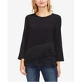 thumbnail image 2 of Vince Camuto Womens Tiered Fringe Pullover Blouse, Black, Small, 2 of 2