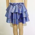 thumbnail image 6 of BFHHYA Metallic Skirt for Girls 3 Layer Ruffle Tiered Mini Skirt Elastic High Waist A Line Flare Skirt Sparkly Party Performance Clothes for Kids, 6 of 7