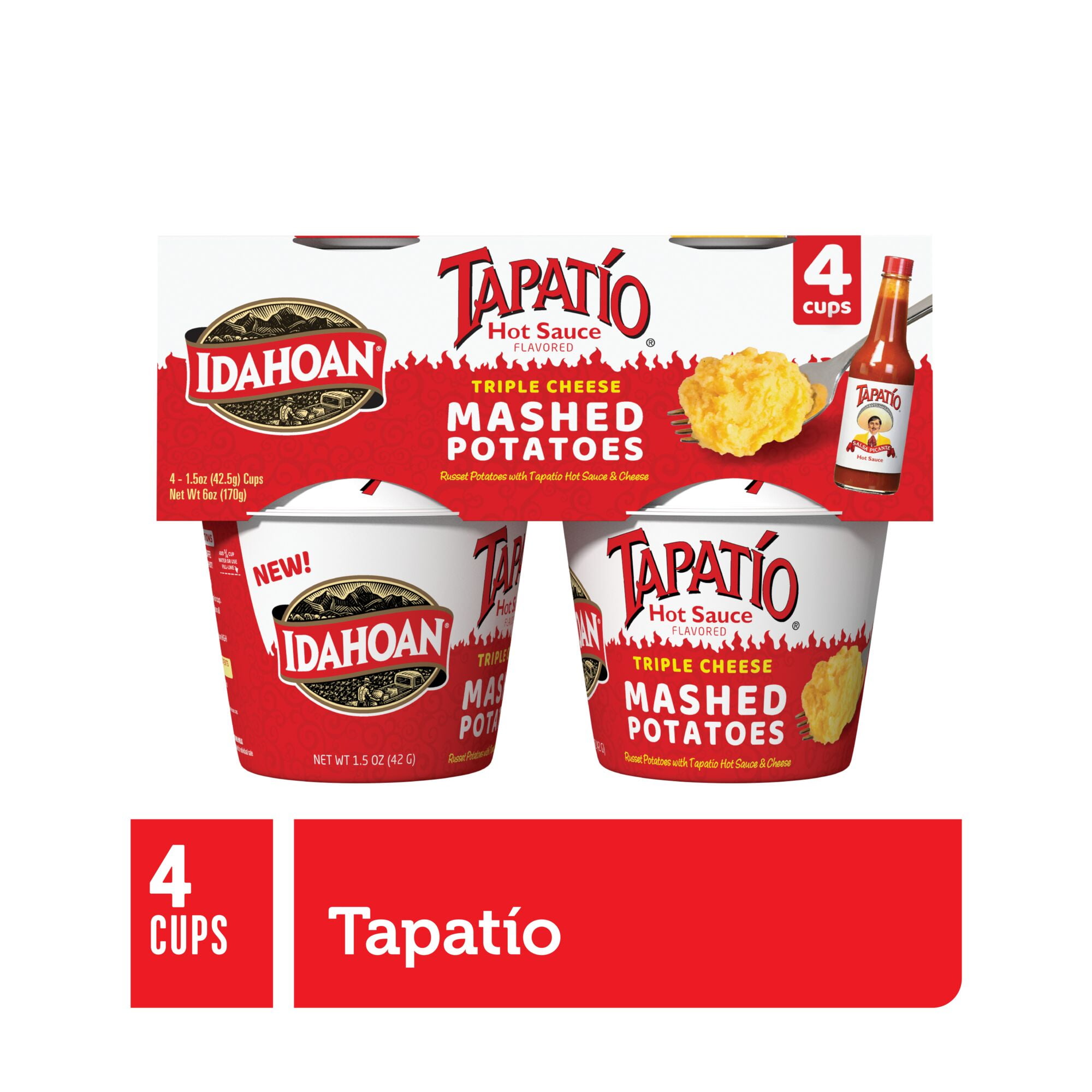 (2 pack) Idahoan Tapatio Mashed Potatoes, 6 oz, 4 Pack Cups