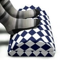 thumbnail image 3 of Blue Foot Rest, Classical Old Fashioned Checkered Pattern Geometric Diagonal Skewed Squares, Non-Slip Backing Adjustable Ergonomic Memory Foam Leg Support for Office, Navy Blue and White, by Ambesonne, 3 of 5
