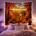 thumbnail image 2 of Autumn Forest with Vibrant Red and Orange Leaves at Sunset, Serene Rustic for Nature Lovers, Forest Landscape Wall Art, Housewarming Gift Tapestry Wall Hanging for Bedroom and Living Room, 2 of 7