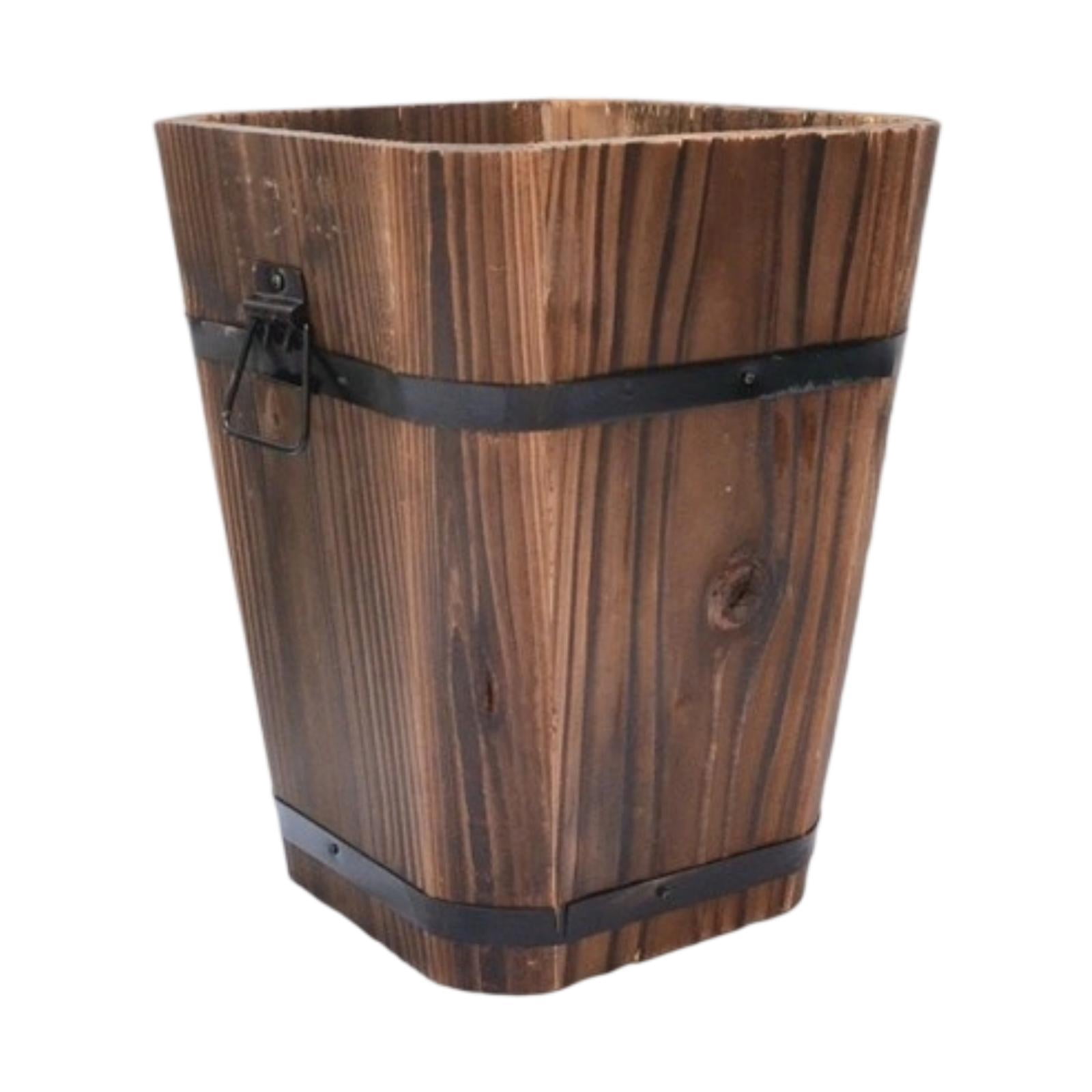 figatia Wooden Bucket Planter Flower Pot Multipurpose Rustic Plant Container for Windowsill Living Room Indoor/Outdoor L