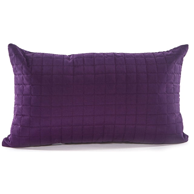 Gouchee Design Grid Long Cushion in purple, a 20 by 12 Pouces rectangular throw pillow with quilted Grid pattern on soft brushed microfiber fabric, filled with premium polyester fiber, ideal for decorative use and added comfort in home Decor settings.