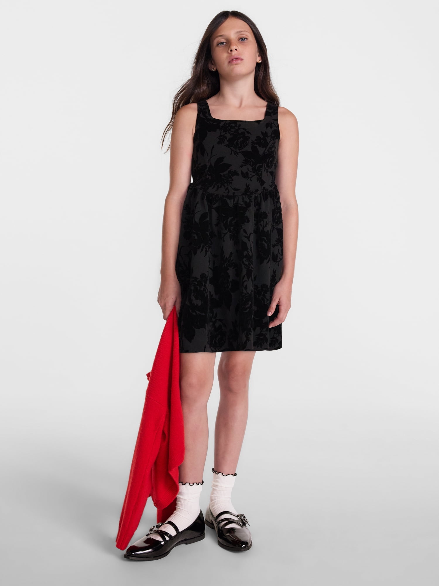 Weekend Academy Girls Sleeveless Flocked Velvet Dress, Sizes 4-18