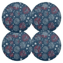 Ryvnso Flag Independence Day Round Plate Mats Dining Table Placemat Set of 4 for Holiday Decoration