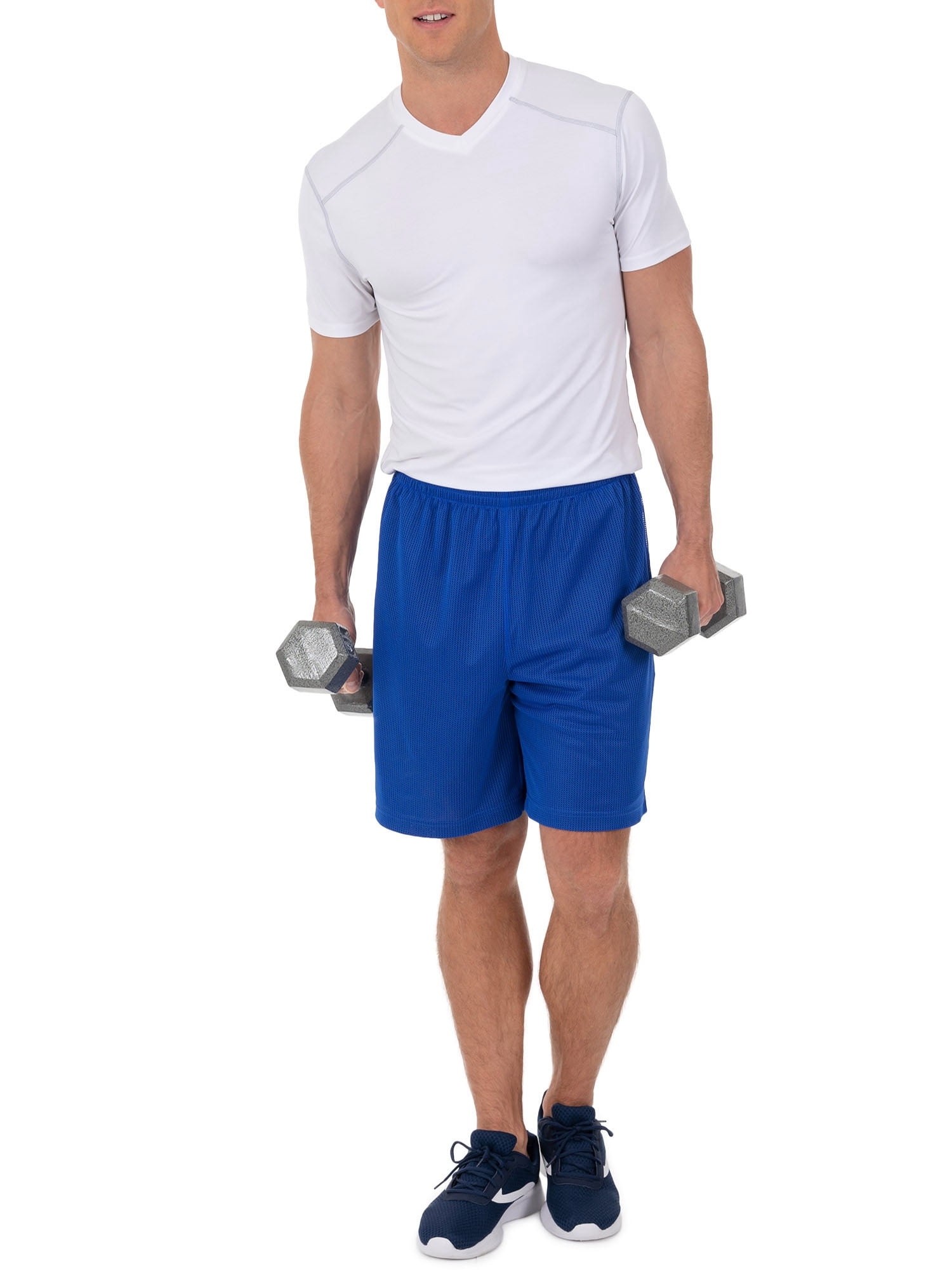 Athletic Works Men's 8" Active Grid Mesh Drawstring Shorts, 2-Pack, Sizes S-3XL